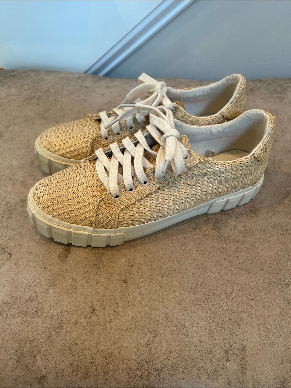 Farm Rio Woven  Lace-Up Sneakers in Natural